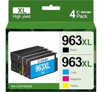 Coloran 963XL Pack de 4 Cartouches d'encre Remplacement pour HP 963 XL pour HP OfficeJet Pro 9010 9012 9020 9014 9015 9016 9018 9019 9022 9025 Noir/Cyan/Magenta/Jaune