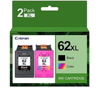Coloran Cartouches d'encre 62XL pour HP 62 XL Noir et Tricolore, compatibles avec Envy 5540 5541 5542 5543 5544 5545 5546 5547 5548 5640 5642 5644 7640 OfficeJet 200 250 5740 5742 5744 (Lot de 2)