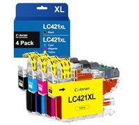 Coloran LC421 XL Cartouches d'encre Remplacement Compatible pour Brother LC421 LC421XL LC421XLBK LC421XL BK pour Brother DCP-J1050DW MFC-J1010DW DCP-J1140DW (Noir, Cyan, Magenta, Jaune, 4 Pack)