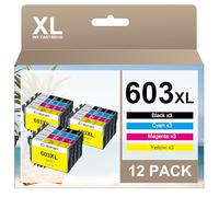 Coloran pour Epson 603 XL Compatible d'encre Cartouches pour Epson 603XL pour Expression Home XP-2100 XP-2150 XP-4100 XP-4105 XP-4155 XP-3100 XP-2155 Workforce WF-2830 WF-2835 (Pack de 12