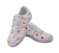 Coloranimal Baskets à lacets pour femme - Chaussures de marche, de course à pied, de fitness - Chaussures de jogging respirantes, Carnet de crayons Bus scolaire, 38 EU