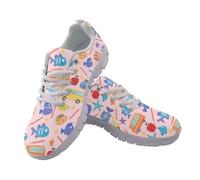 Coloranimal Baskets à lacets pour femme - Chaussures de marche, de course à pied, de fitness - Chaussures de jogging respirantes, Poisson mignon bus pomme, 37 EU