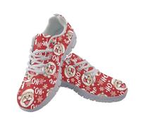 Coloranimal Baskets à lacets pour femme - Chaussures de Noël - Chaussures de marche et de course à pied - Thème de Noël - Baskets tendance en maille, Christmas Ho Santa Claus, 37 EU