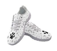 Coloranimal Baskets de fitness légères pour femme - Chaussures de course à pied confortables avec semelle antidérapante, Patte de chien blanche, 39 EU