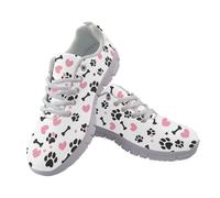 Coloranimal Baskets de fitness légères pour femme - Chaussures de course à pied confortables avec semelle antidérapante, Patte de chien Love Rose, 36 EU