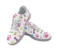 Coloranimal Baskets de fitness légères pour femme - Chaussures de course à pied confortables avec semelle antidérapante, Couleur patte de chien blanche, 43 EU
