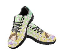 Coloranimal Baskets de marche pour femme - Chaussures de sport respirantes - Semelle noire, Green Yellow Tooth Girl, 37 EU