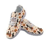Coloranimal Baskets légères à enfiler pour femme - Chaussures de marche d'Halloween - Baskets de course légères et respirantes - Baskets tendance d'extérieur, Chat noir citrouille d'Halloween, 43 EU