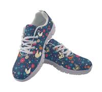 Coloranimal Baskets pour femme - Chaussures de marche à lacets en maille - Chaussures de tennis légères pour femme - Baskets de course à pied - Chaussures de jogging, Coq de fleur bleu, 37 EU