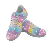 Coloranimal Chaussures de marche à enfiler confortables pour femme - Baskets légères en maille pour intérieur et extérieur, Mignon cheval blanc arc-en-ciel, 43 EU