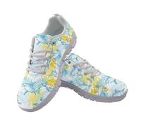 Coloranimal Chaussures de marche à enfiler confortables pour femme - Baskets légères en maille pour intérieur et extérieur, Feuille de palmier requin citron, 42 EU