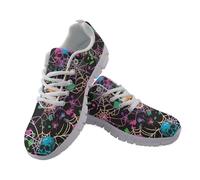 Coloranimal Chaussures de marche à enfiler pour femme - Chaussures de course à pied, fitness, Halloween - Chaussures de tennis en maille, Peinture couleur crâne araignée, 37 EU