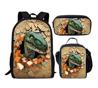 Coloranimal Ensemble sac à dos 3 en 1 Galaxy Wolf cartable pour étudiant décontracté, dinosaure, Sac à dos décontracté