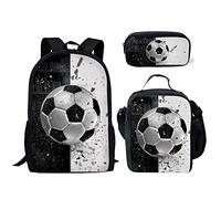 Coloranimal Ensemble sac à dos 3 en 1 Galaxy Wolf cartable pour étudiant décontracté, motif ballon de football, Sac à dos décontracté