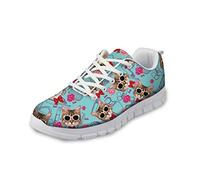Coloranimal Femmes Chaussures De Course sur Route Gym Sports Jogging Marche Appartements pour Dame Filles Kawaii Pet Cat Motif Léger Air Mesh Tennis Baskets EU38