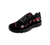 Coloranimal Flexible Élastique Running Baskets de Marche pour Adolescent Filles Infirmière Coeur Imprimé Lumière Jardin Sabots Gym Sports Football Chaussures d'allaitement EU 38