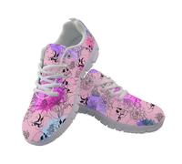 Coloranimal FWomens Baskets légères à lacets Chaussures de course à pied antidérapantes, Couleur Peinture Crâne Fleur Violet, 42 EU
