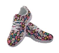 Coloranimal FWomens Baskets légères à lacets Chaussures de course à pied antidérapantes, Crâne de fleur colorée, 41 EU