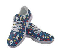 Coloranimal FWomens Baskets légères à lacets Chaussures de course à pied antidérapantes, Crâne floral bleu, 37 EU
