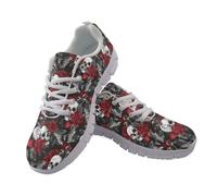 Coloranimal FWomens Baskets légères à lacets Chaussures de course à pied antidérapantes, Crâne rose de style gothique, 40 EU