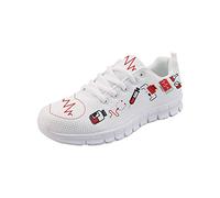 Coloranimal Gym Sports Chaussures de Course pour Femmes Cute Nurse Hearts Pattern Jogging Go Easy Walk Sneakers Léger Confort Breath Lace Up Nursing Flats EU37