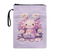 Coloranimal Housse de livre avec poches avant - Housse de transport pour livres de poche - Violet - Motif marguerites