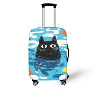 Coloranimal Housse de protection pour valise, accessoires de chariot, sac de protection pour valise, taille 18-32, Adorable chat noir., S (18"-21" cover), Ensemble de bagages