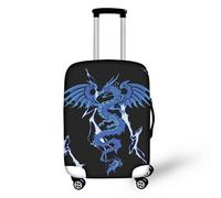 Coloranimal Housse de protection pour valise, accessoires de chariot, sac de protection pour valise, taille 18-32, Dragon de feu bleu, M (22"-25" cover), Ensemble de bagages