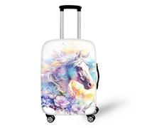 Coloranimal Housse de protection pour valise, accessoires de chariot, sac de protection pour valise, taille 18-32, Aquarelle Fleur Cheval, M (22"-25" cover), Ensemble de bagages
