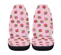 Coloranimal Housse de siège auto rose fraise pour femme, coussin de siège avant fraise pour voiture, coussin de siège universel antidérapant à force de seau
