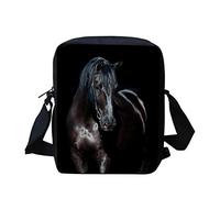 Coloranimal Petit sac à bandoulière imprimé pour enfants de style moderne et original, Cheval noir., Taille unique