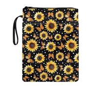 Coloranimal Pochette de rangement avec fermeture éclair et poche avant - Motif papillon et tournesol - Pour garçons et filles