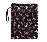 Coloranimal Pochette de rangement légère à fermeture éclair avec poches avant pour l'école et la bibliothèque Motif ruban de soie Noir/rose