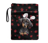 Coloranimal Pochette de rangement légère avec fermeture éclair et poches avant Motif coccinelle teckel