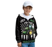 Coloranimal Pynewomyt Sweat à capuche zippé à manches longues pour garçons 6-13 ans Sweat à capuche décontracté en polaire avec poches, Tracteurs américains, 12-13 ans