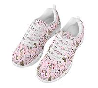 Coloranimal Rose Cartoon Infirmière Puzzle Running Jogging Sneakers pour Femmes Filles Go Easy Walking Flats Casual DailyShoes Air Mesh Chaussures de Tennis légères EU36