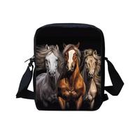 Coloranimal Sac à bandoulière en denim imprimé chien chat mignon fille, 3 chevaux, Taille unique