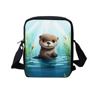 Coloranimal Sac à bandoulière en denim imprimé chien chat mignon fille, Loutre de dessin animé, Taille unique