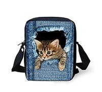 Coloranimal Sac à bandoulière imprimé en jean avec motif petit chien ou chat, Motif animal de compagnie : 1. (Bleu) - K-C3301E
