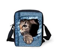 Coloranimal Sac à bandoulière imprimé en jean avec motif petit chien ou chat, Motif animal de compagnie : 2. (Bleu) - K-C3302E