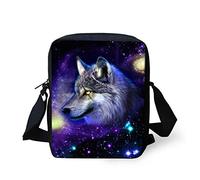 Coloranimal Sac à bandoulière imprimé en jean avec motif petit chien ou chat Multicolore Galaxy Wolf 2. 6.69''L x 9.05''H x 2.36''W