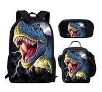 Coloranimal Sac à dos d'école 3 en 1 pour fille, garçon, adolescent, sac à dos, Dinosaure T Rex, Sac à dos décontracté