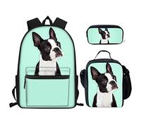 Coloranimal Sac à dos décontracté pour enfants et adolescents, Boston Terrier, Taille unique, Ensemble cartable