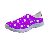 Coloranimal Violet Dentiste Infirmière Chaussures Femmes Filles en Plein Air Intérieur Marche Appartements Respirant Léger Air Mesh Formation Slip on Sneakers EU41