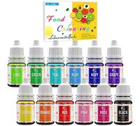 Colorant alimentaire 12 Couleurs - Colorant Alimentaire de Gâteau Liquide pour la Cuisson, Fondant - Food Colouring Vibrant pour Aérographe, Décoration et la Cuisine, Slime Bricolage - 6ml chacun