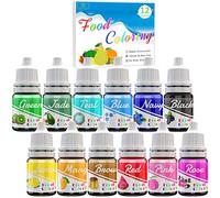 Colorant Alimentaire - 12 Couleurs Colorant Alimentaire Liquide Concentré pour Gâteau, Glaçage, Fondant, Cuisson, Décoration - Colorants Alimentaires Vibrant pour la Soap, Aerographe, DIY Artisanat
