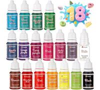 Colorant Alimentaire 18 Colorants x 10ML,Colorants Alimentaires Liquide Haute Concentré Nourriture Dye pour Décoration de Gâteaux,Fondant,Oeufs de Pâques,Pâtisserie,Glaçage,Cuisson,Slime Savon DIY