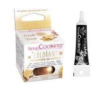 Colorant alimentaire de surface en poudre doré + Stylo de glaçage noir Scrapcooking