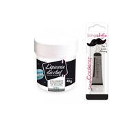 Colorant alimentaire en poudre bleu 40 g + Stylo glaçage noir