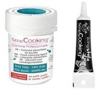 Colorant alimentaire en poudre bleu foncé 5 g + Stylo glaçage noir Scrapcooking